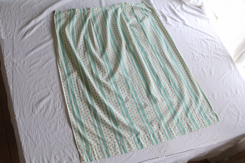 グリーンドット&ストライプカーテン　フランス アンティークストリュフ