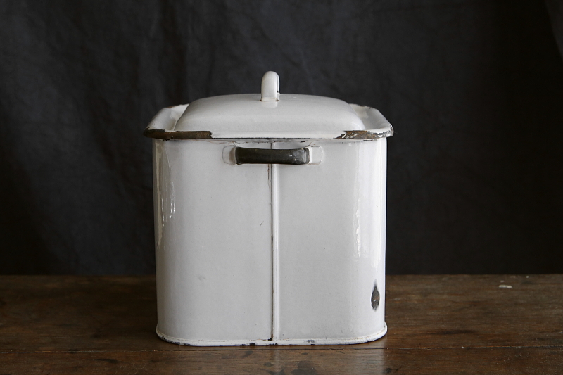 琺瑯ブレッドビン　レアスモールサイズ　イギリス　アンティークストリュフ