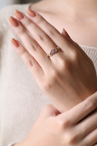 ローズカットダイヤモンドアンドルビー　ヴィクトリアンリング　イギリス アンティークストリュフ