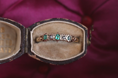 エメラルド&ダイヤモンドリング　ヴィクトリアン　ジョージアンリング　指輪　アンティークジュエリー　イギリス　アンティークストリュフ 20251212