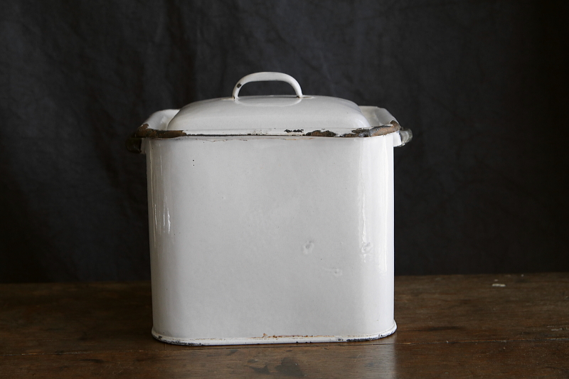 琺瑯ブレッドビン　レアスモールサイズ　イギリス　アンティークストリュフ