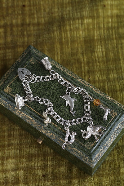 シルバーチャーム　チェーンブレスレット　イルカ　イギリス　アンティークストリュフ 2026020313