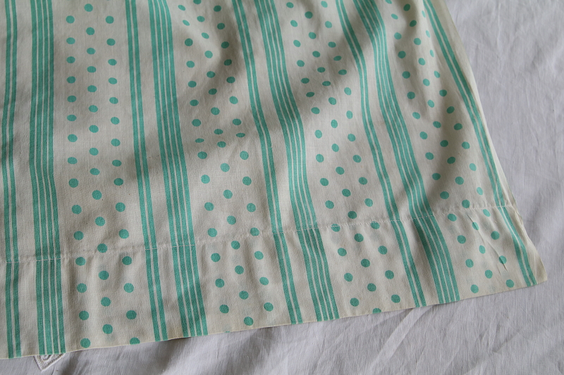 グリーンドット&ストライプカーテン　フランス アンティークストリュフ