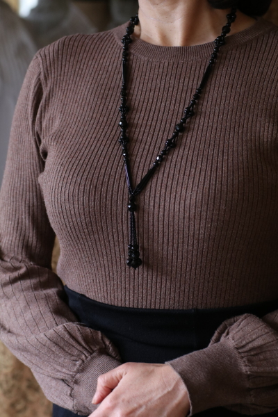 フレンチジェット　フリンジネックレス　イギリス　アンティークストリュフ