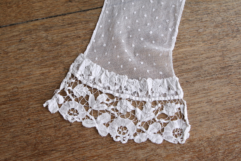 花のボビンレースチュールスカーフ　イギリス　アンティークストリュフ