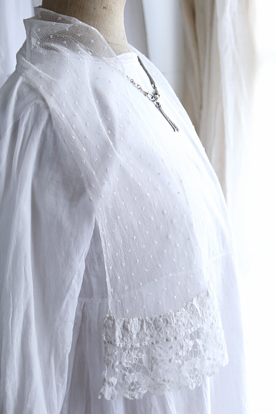 花のボビンレースチュールスカーフ　イギリス　アンティークストリュフ