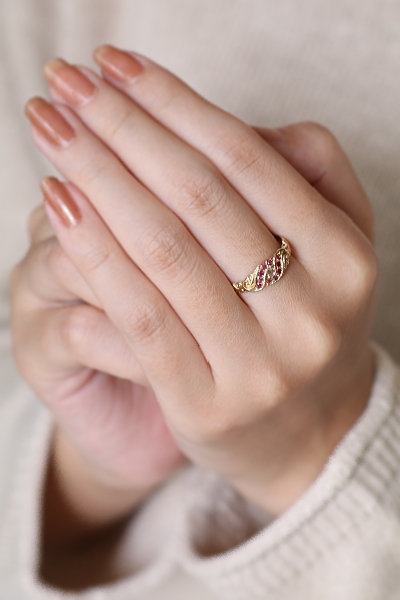 ローズカットダイヤモンドアンドルビー　ヴィクトリアンリング　イギリス アンティークストリュフ