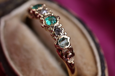 エメラルド&ダイヤモンドリング　ヴィクトリアン　ジョージアンリング　指輪　アンティークジュエリー　イギリス　アンティークストリュフ 20251212