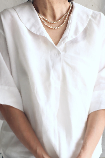 ダブルストランド　グラスパールネックレス　ヨーロッパ　アンティークストリュフ