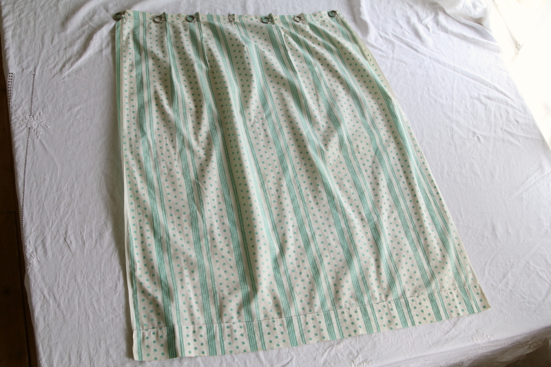 グリーンドット&ストライプカーテン　フランス アンティークストリュフ