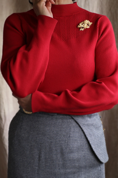 薔薇と勿忘草アイボリーブローチ　象牙　フランス アンティークストリュフ