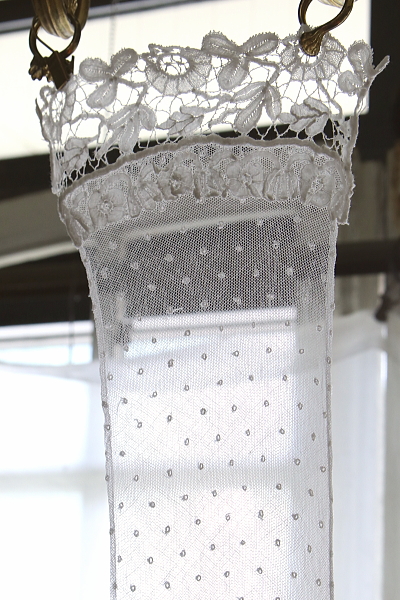 花のボビンレースチュールスカーフ　イギリス　アンティークストリュフ