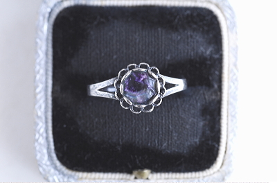 ブルージョンシルバーリング　blue john castleton ヴィンテージジュエリー　アンティークストリュフ