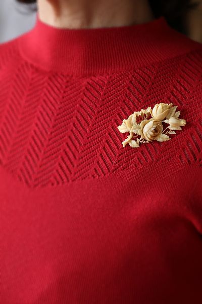 薔薇と勿忘草アイボリーブローチ　象牙　フランス アンティークストリュフ