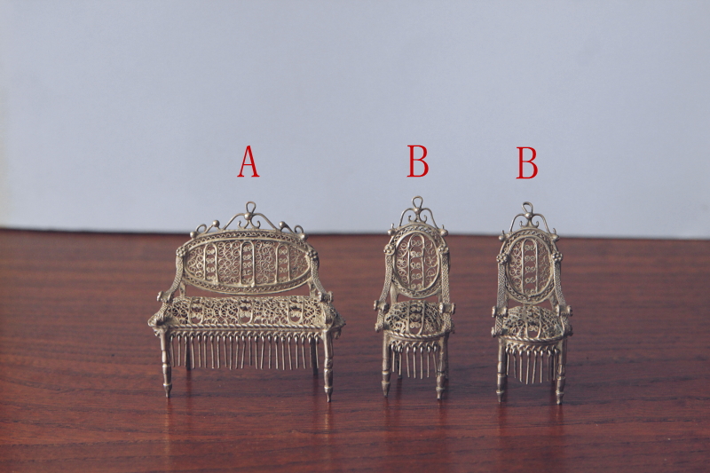 アンティークシルバーフィリグリー　サロンセット　セティ　アームチェア　ヨーロッパ