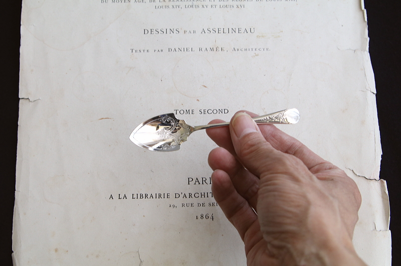 シルバースモールジャムスプーン　イギリス　エドワーディアン　アンティークストリュフ