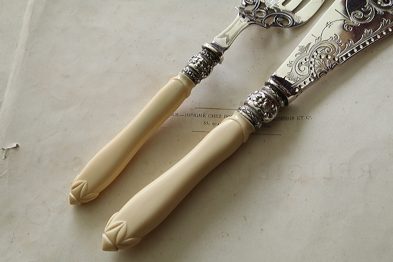 アイボリーハンドル　フィッシュカーバーズ　イギリス アンティークストリュフ