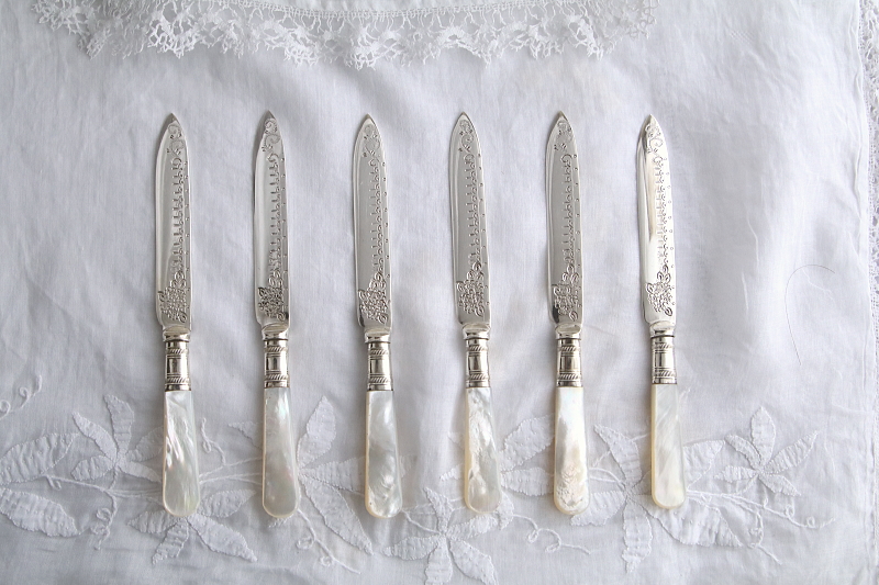 マザーオブパールハンドルのティーナイフ　ヴィクトリアン　イギリス　アンティークストリュフ