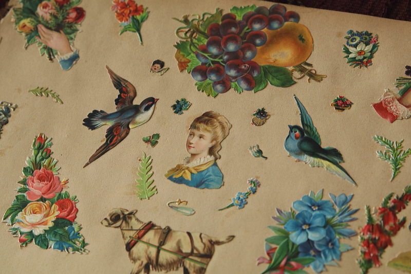 ヴィクトリアンデコパージュシート　イギリス　アンティークストリュフ