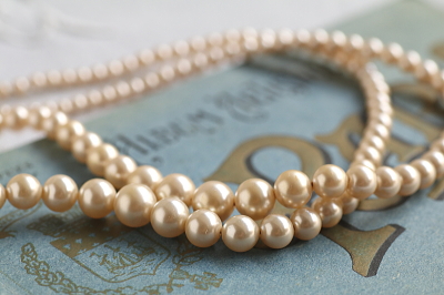 ダブルストランド　グラスパールネックレス　ヨーロッパ　アンティークストリュフ