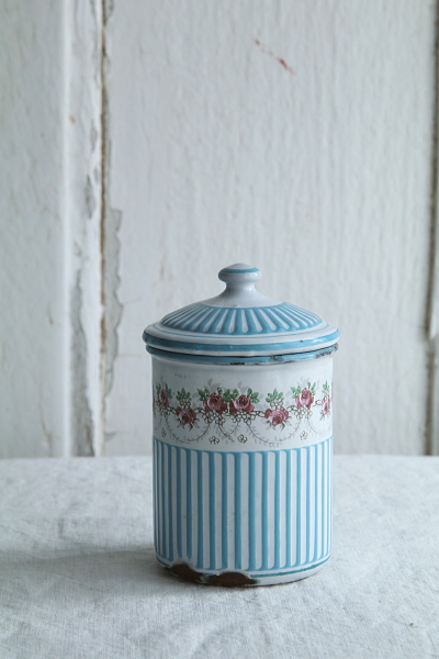 ローズガーランド　ブルーストライプ　フレンチキャニスター6個セット　フランス　オーストリア　チェコ　BB Frères　アンティークストリュフ