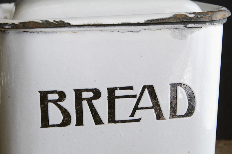 琺瑯ブレッドビン　レアスモールサイズ　イギリス　アンティークストリュフ