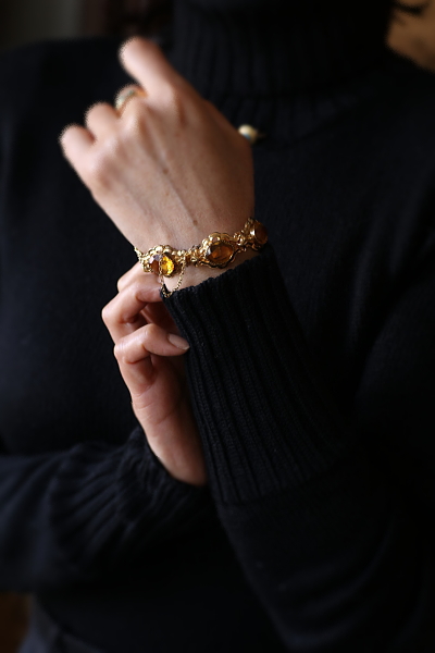 シトリンペーストブレスレット　ヨーロッパ　アンティークストリュフ 202602019