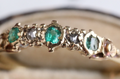 エメラルド&ダイヤモンドリング　ヴィクトリアン　ジョージアンリング　指輪　アンティークジュエリー　イギリス　アンティークストリュフ 20251212