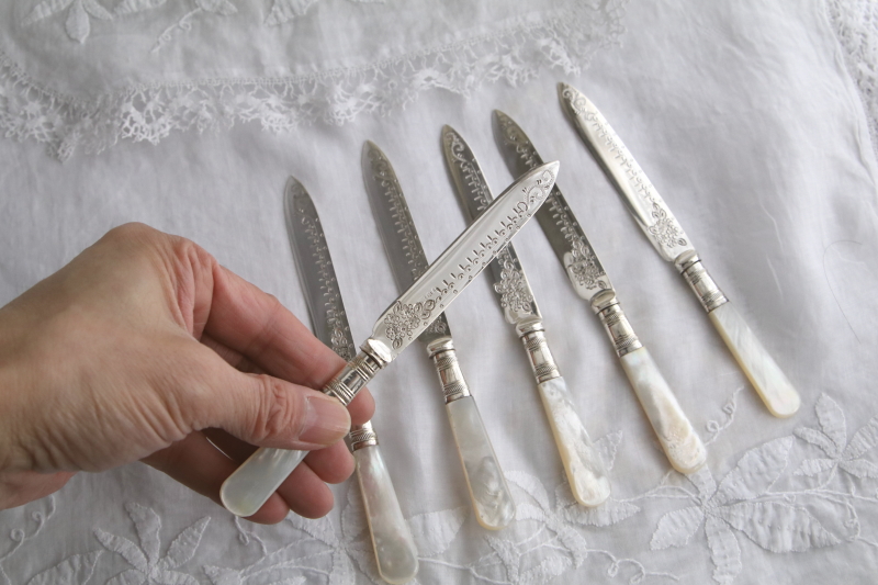 マザーオブパールハンドルのティーナイフ　ヴィクトリアン　イギリス　アンティークストリュフ