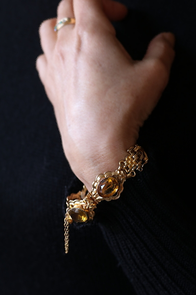 シトリンペーストブレスレット　ヨーロッパ　アンティークストリュフ 202602019