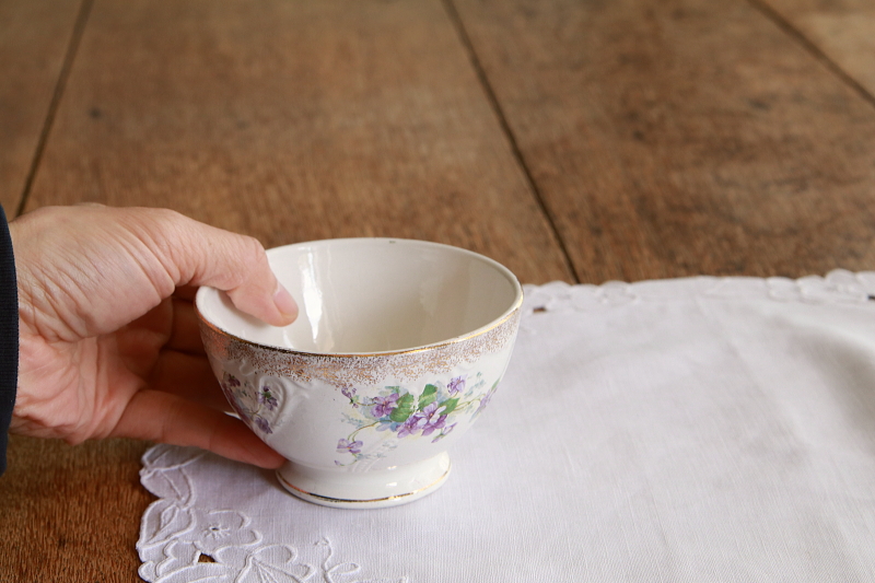 スミレのカフェオレボウル　Boch Frers Keramis ベルギー　アンティークストリュフ