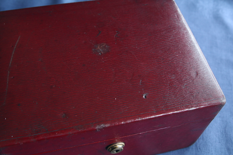 バーガンディレザージュエリーボックス　イギリス アンティークストリュフ