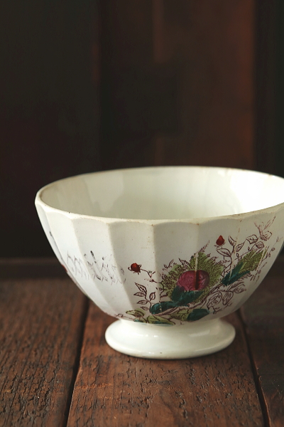 モスローズのラージカフェオレボウル　フランス　アンティークストリュフ