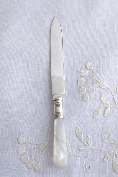 マザーオブパールハンドルのティーナイフ　ヴィクトリアン　イギリス　アンティークストリュフ