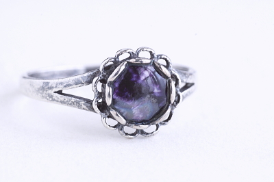 ブルージョンシルバーリング　blue john castleton ヴィンテージジュエリー　アンティークストリュフ